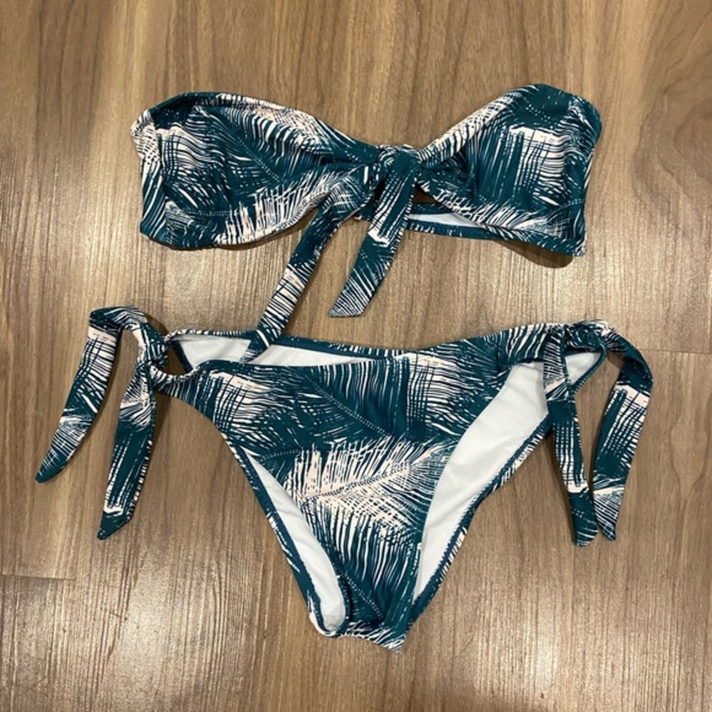 Zara Teal and White Bikini Set